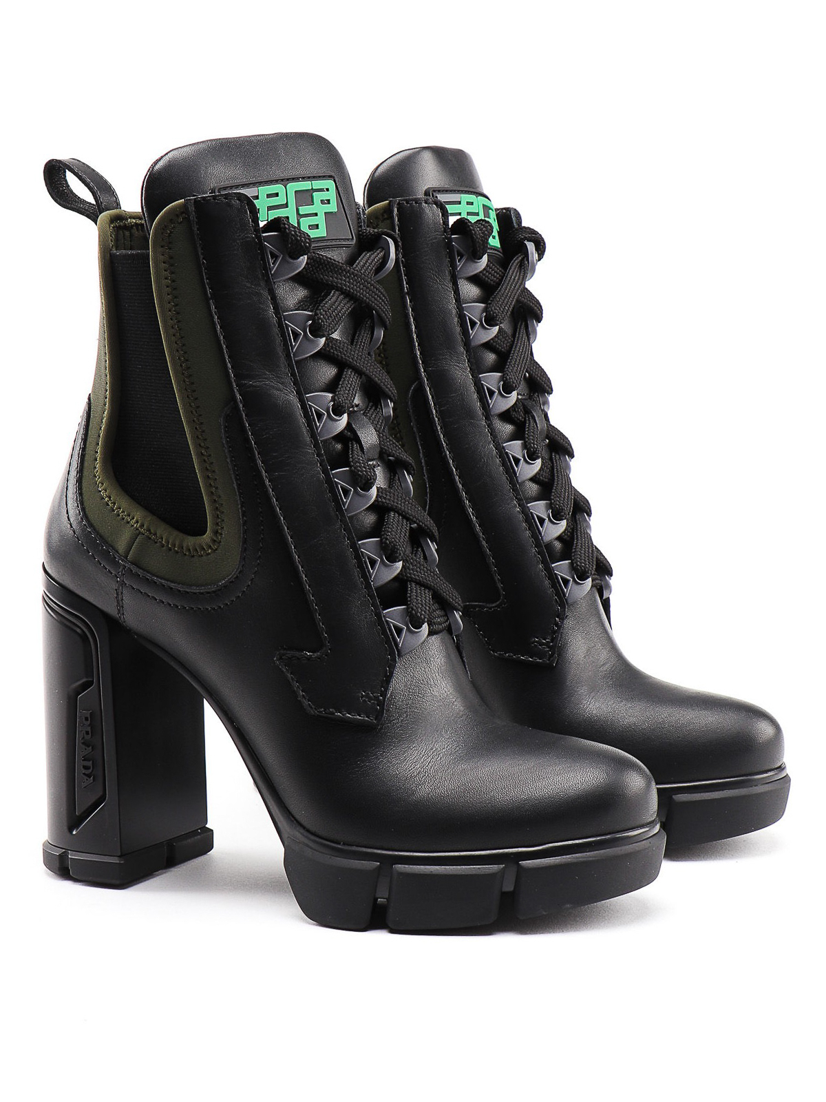 Ankle boots Prada - Neoprene detailed leather ankle boots - 1T105L3KMM98A