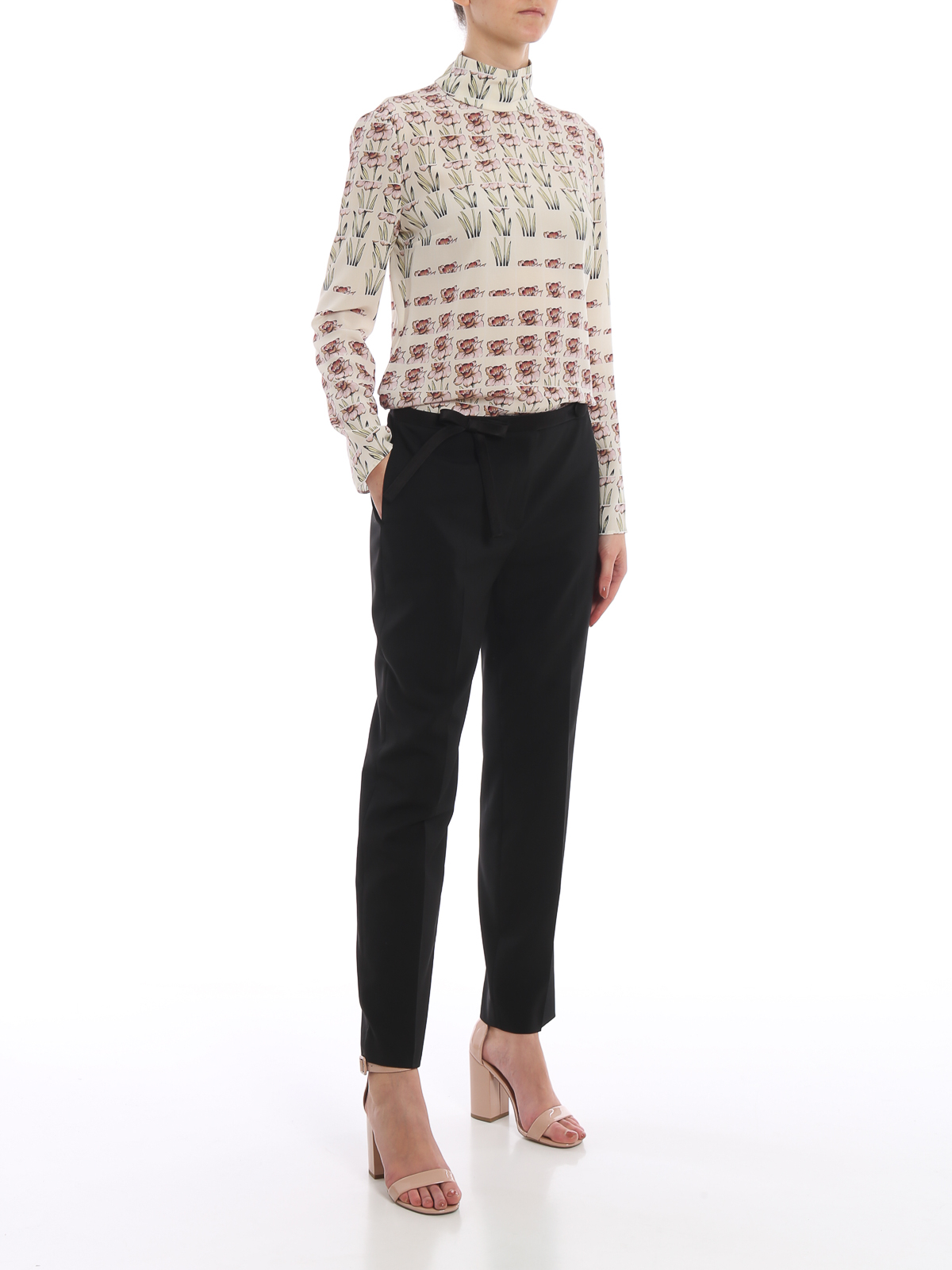 Blouses Prada - Flower print crepe de chine blouse - P923F1TJOE18