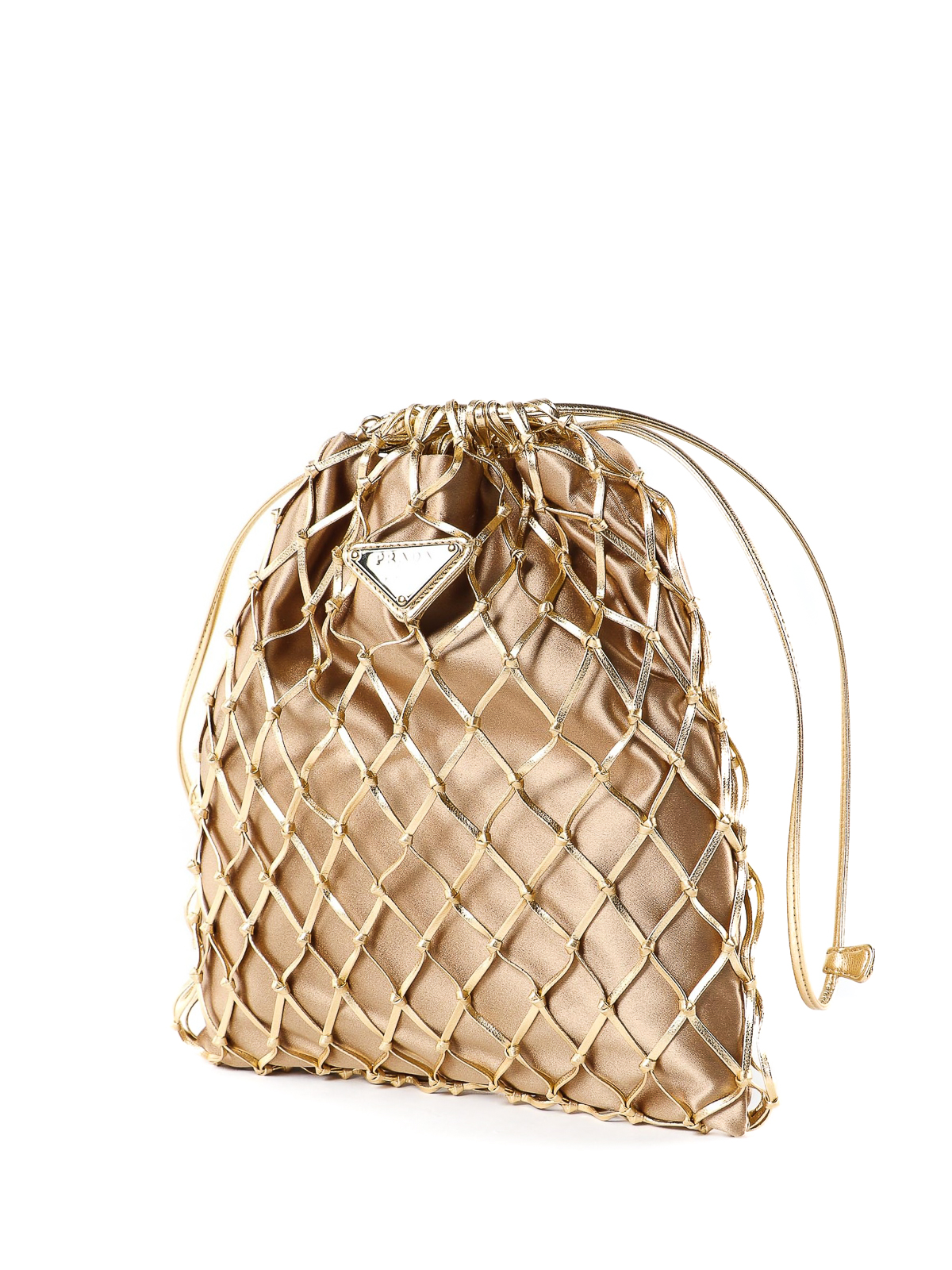 Bucket bags Prada - Golden leather mesh and satin bag - 1BC075AR2056