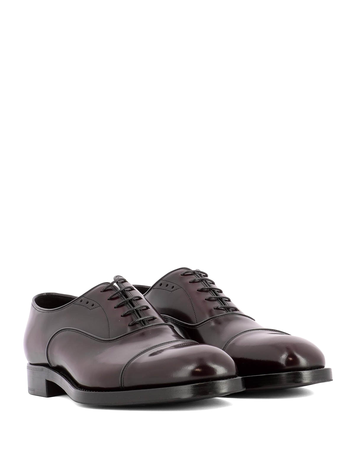Prada - Burgundy leather Oxford shoes 