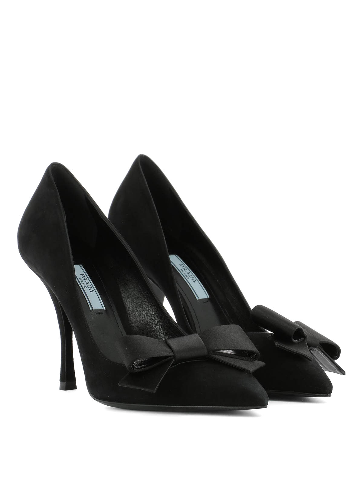 Court shoes Prada - Pointy suede pumps with bow - 1I803H3R02F0002