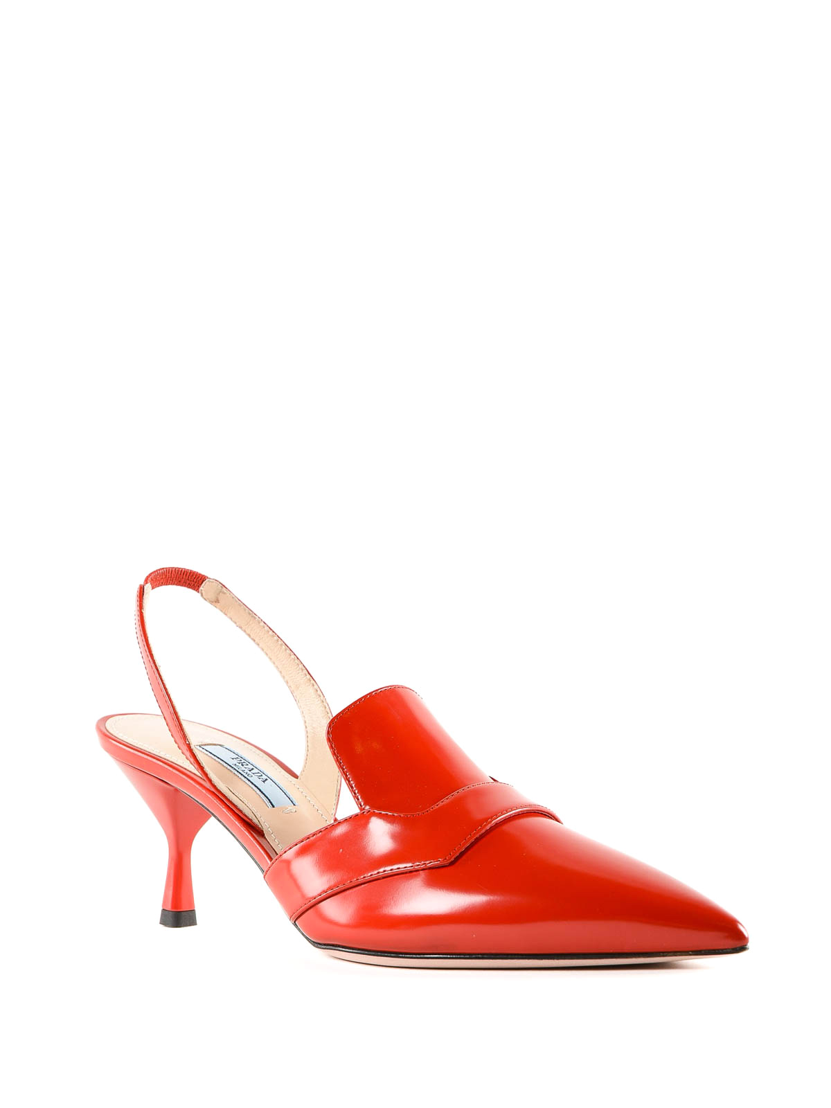 red leather slingbacks