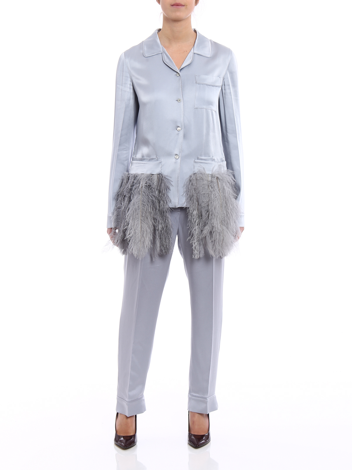 Dinner suits Prada - Feathers enver satin dinner suit - PJ60681QL9834