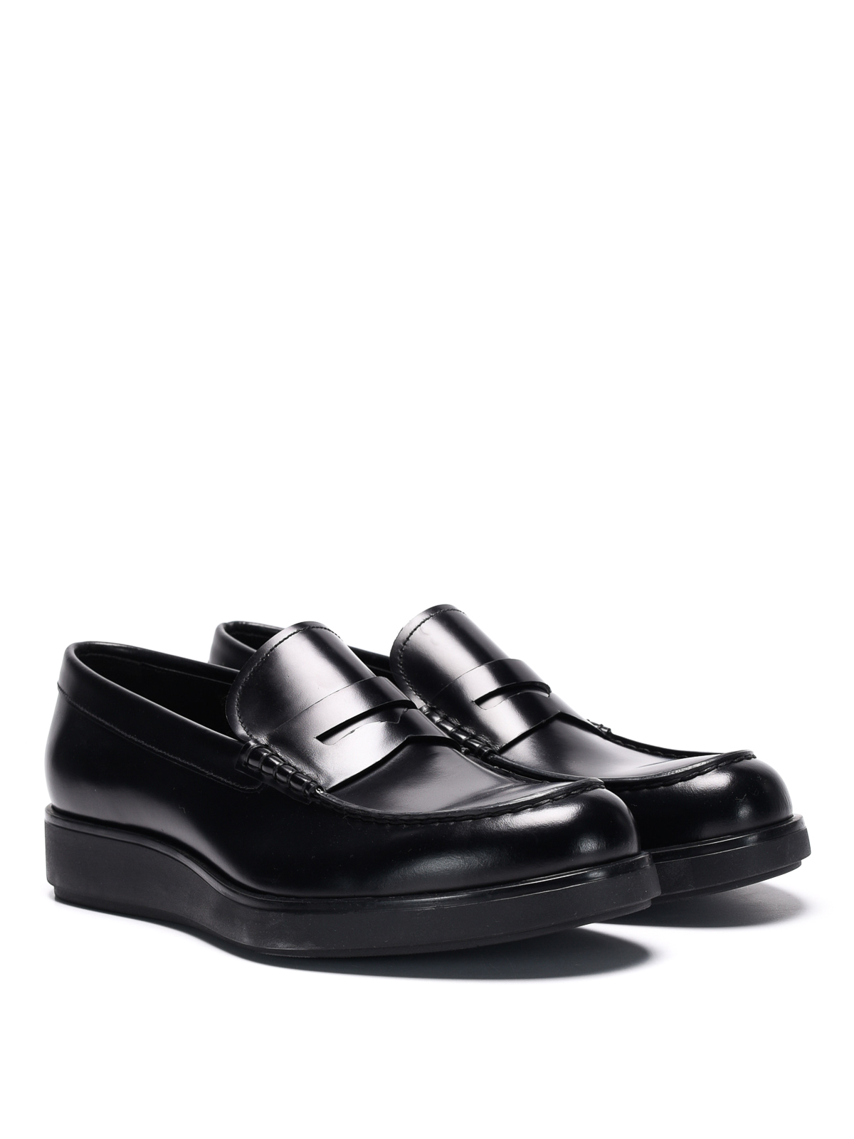 prada brushed leather loafers