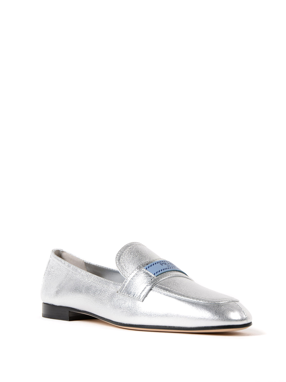 metallic leather loafers