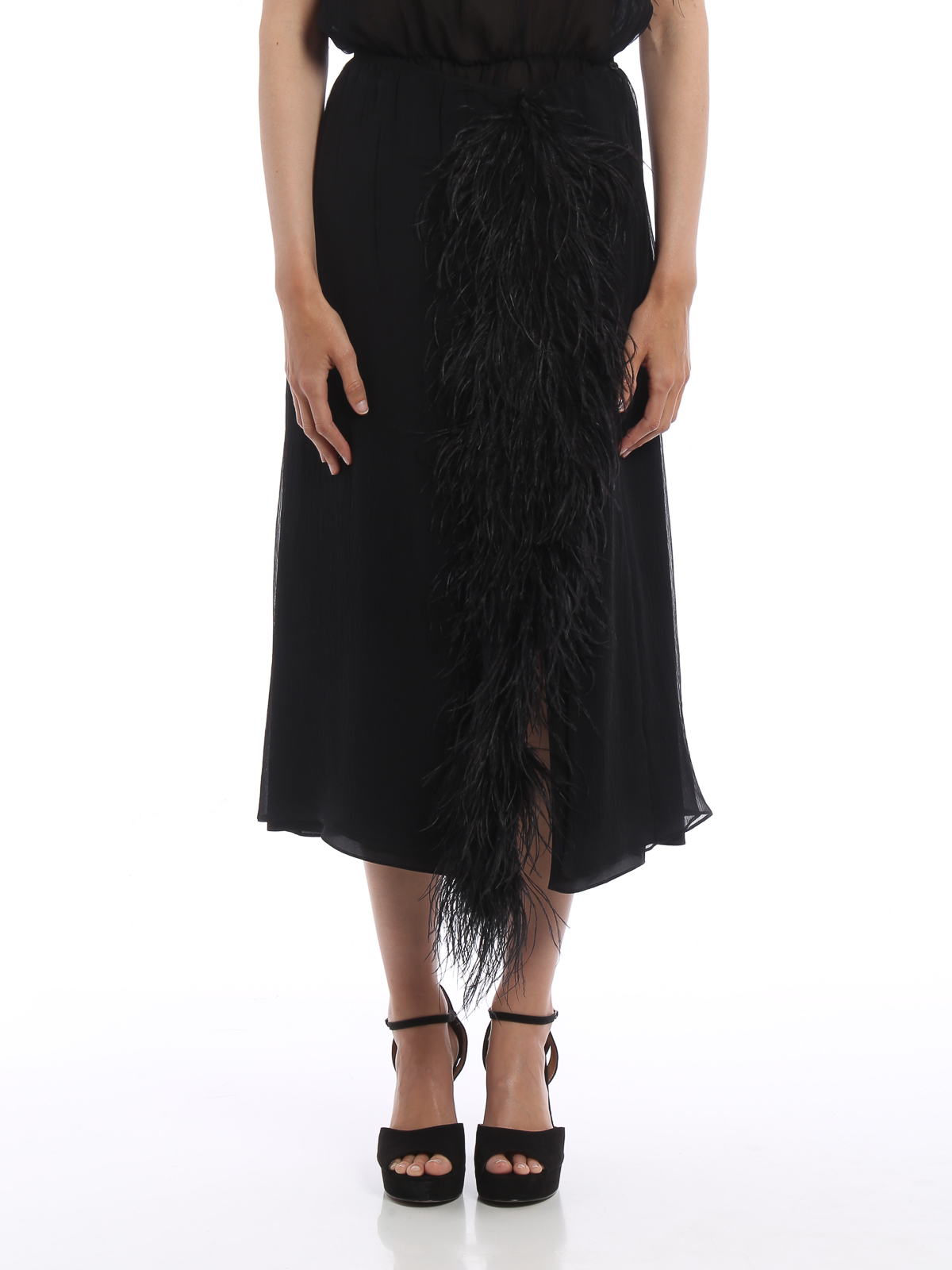 Long skirts Prada - Feathers insert silk skirt - P108MP1NMNF0TUU