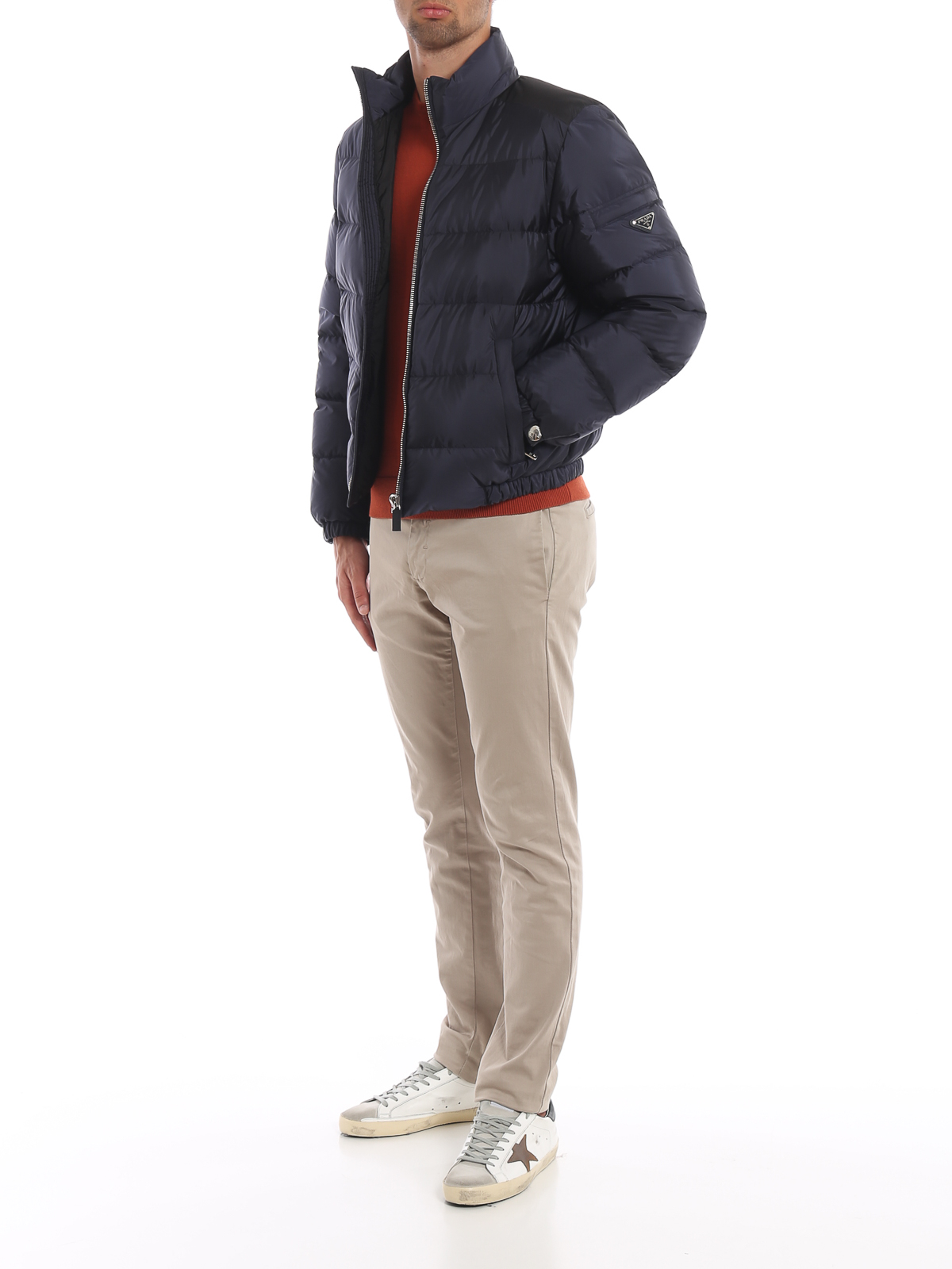 Padded jackets Prada - Semi glossy navy nylon puffer jacket - SGB112Q04C6D