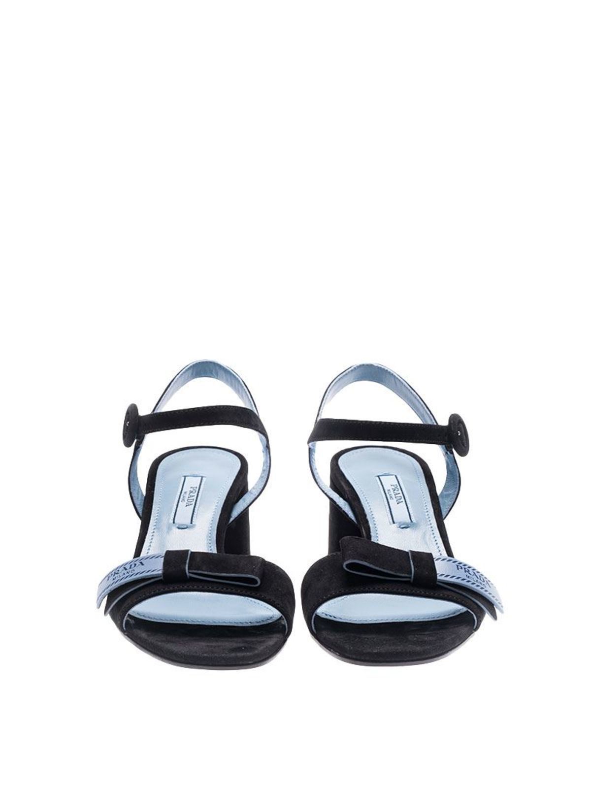 Prada - Bow detailed suede sandals 
