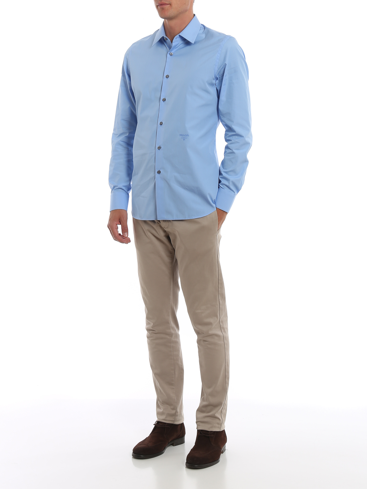 Shirts Prada - Lightweight poplin sky blue shirt - UCM6081Q8T013