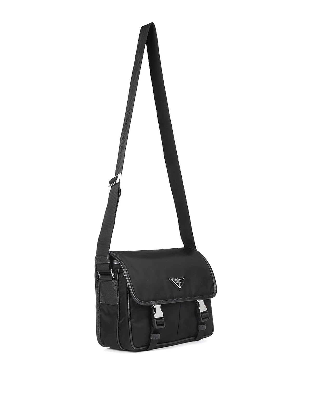 prada black nylon messenger bag