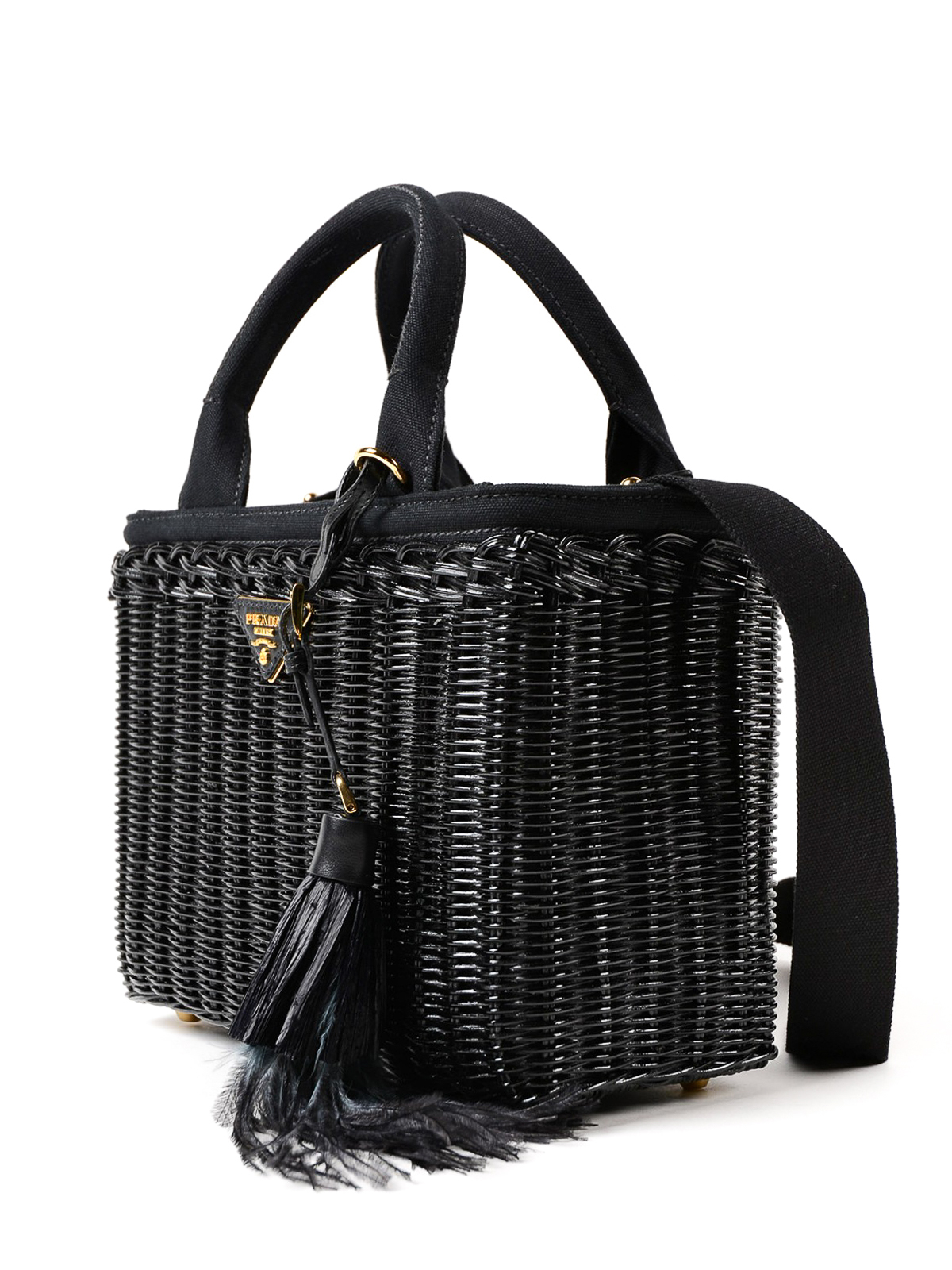 prada black wicker bag