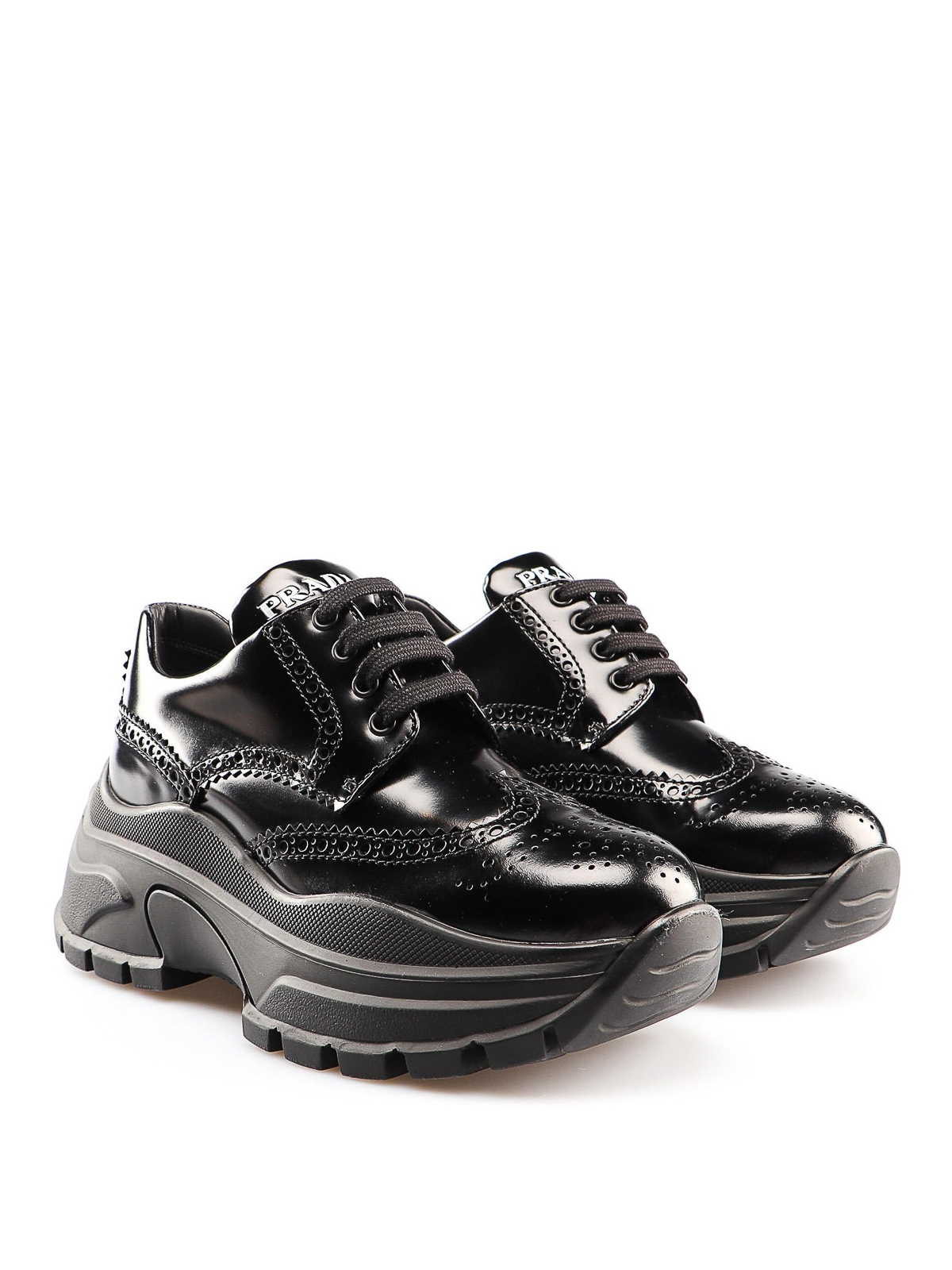 Prada - Black leather platform sneakers 