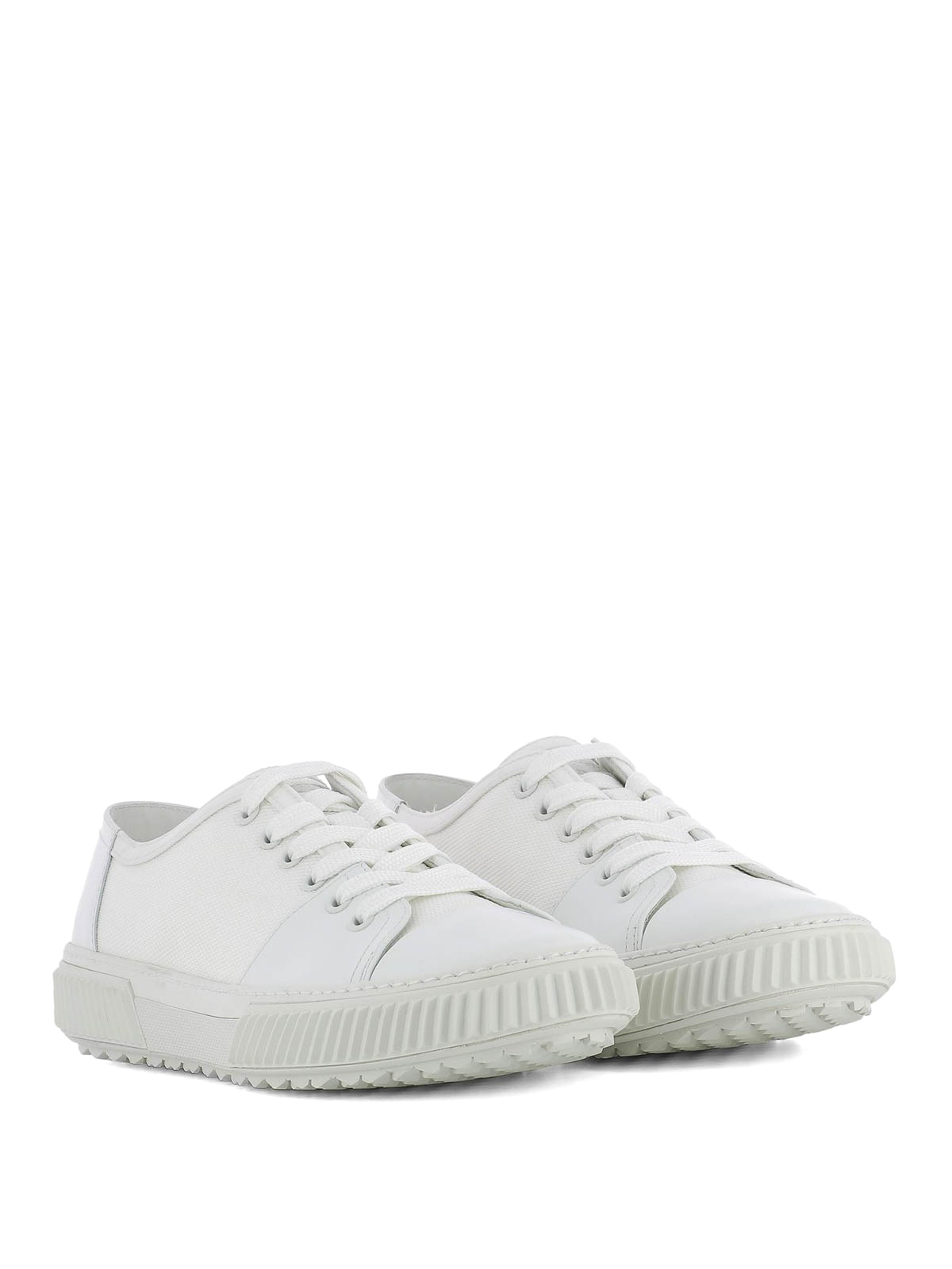 white canvas leather sneakers