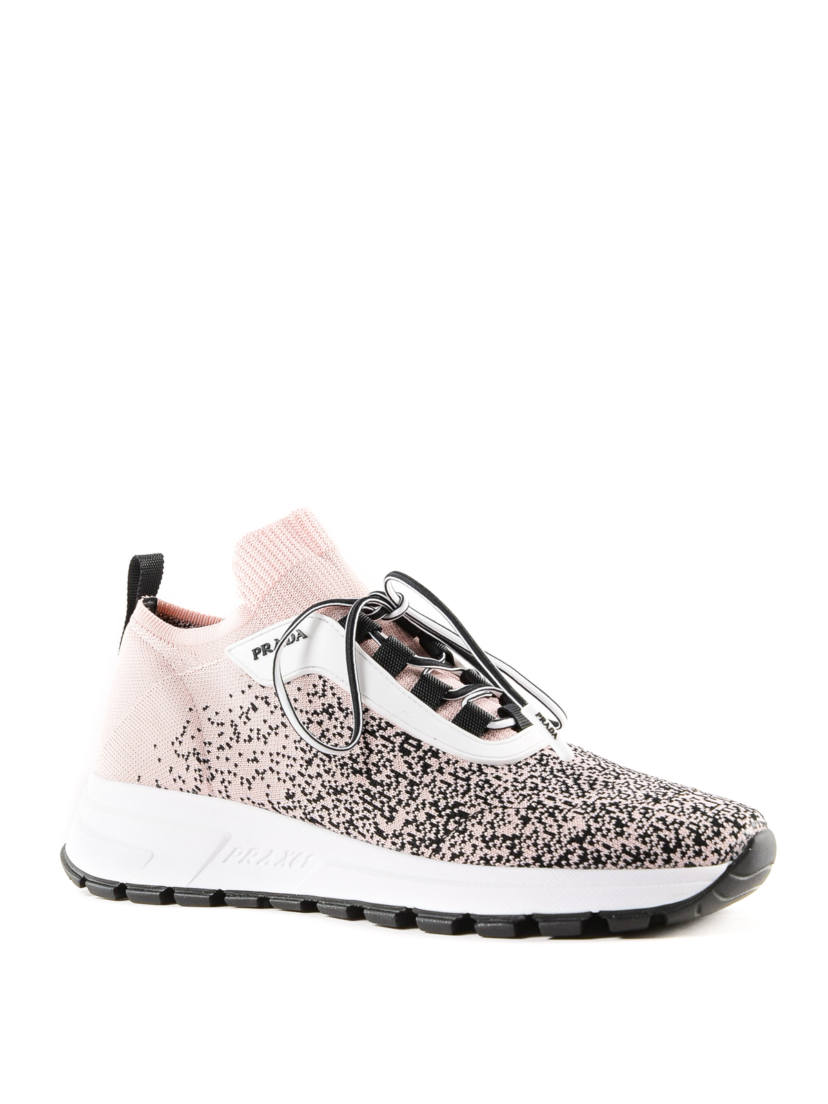 Pink shaded intarsia fabric sneakers 