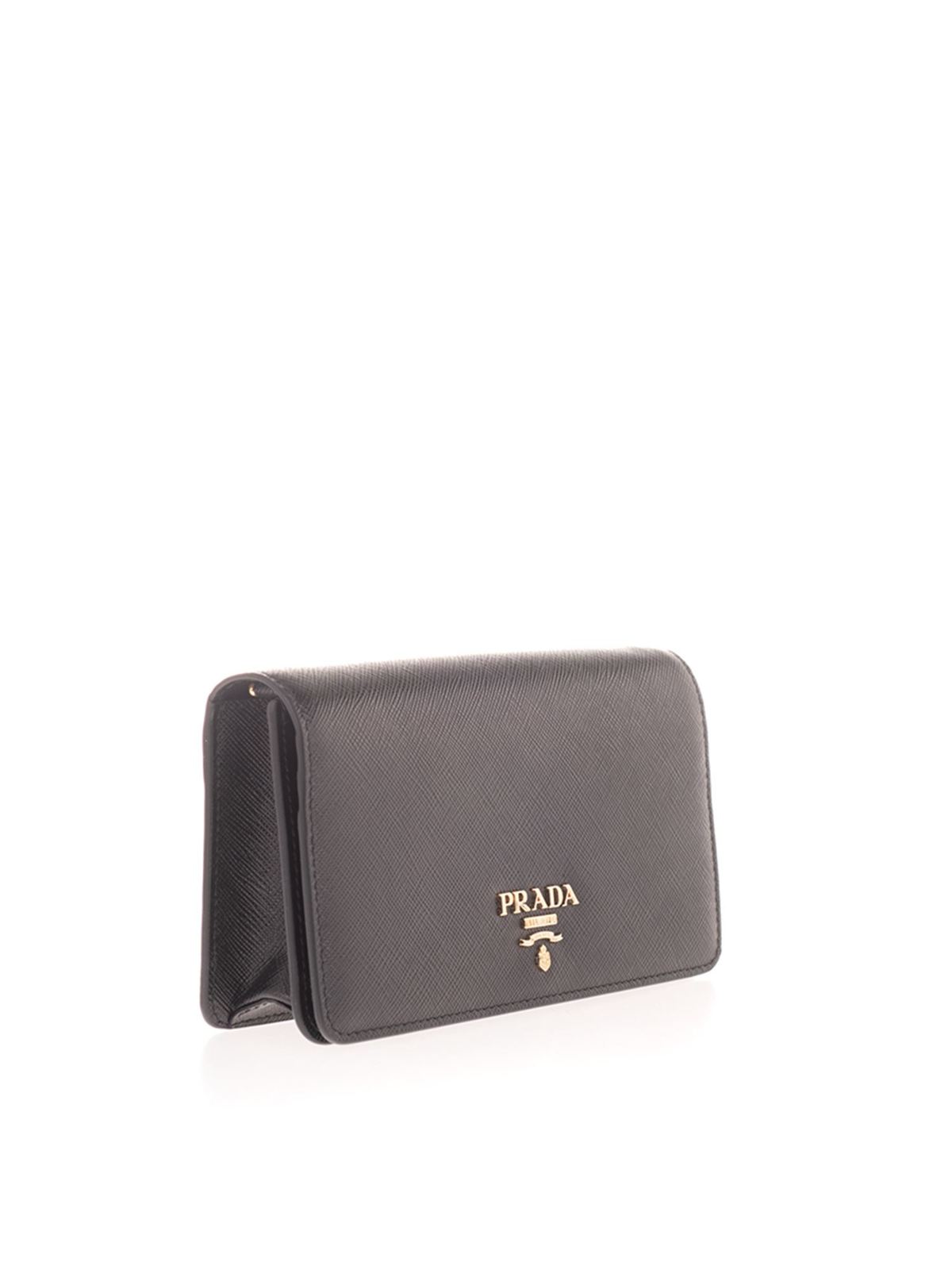 Prada - Logo Saffiano wallet in black 