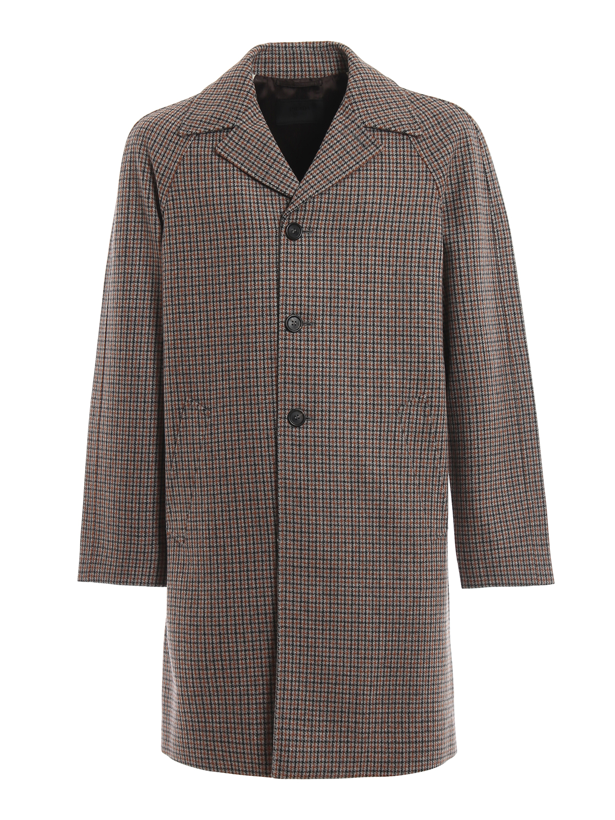 Prada - Houndstooth Shetland wool coat - short coats - SGN7381Q9K040