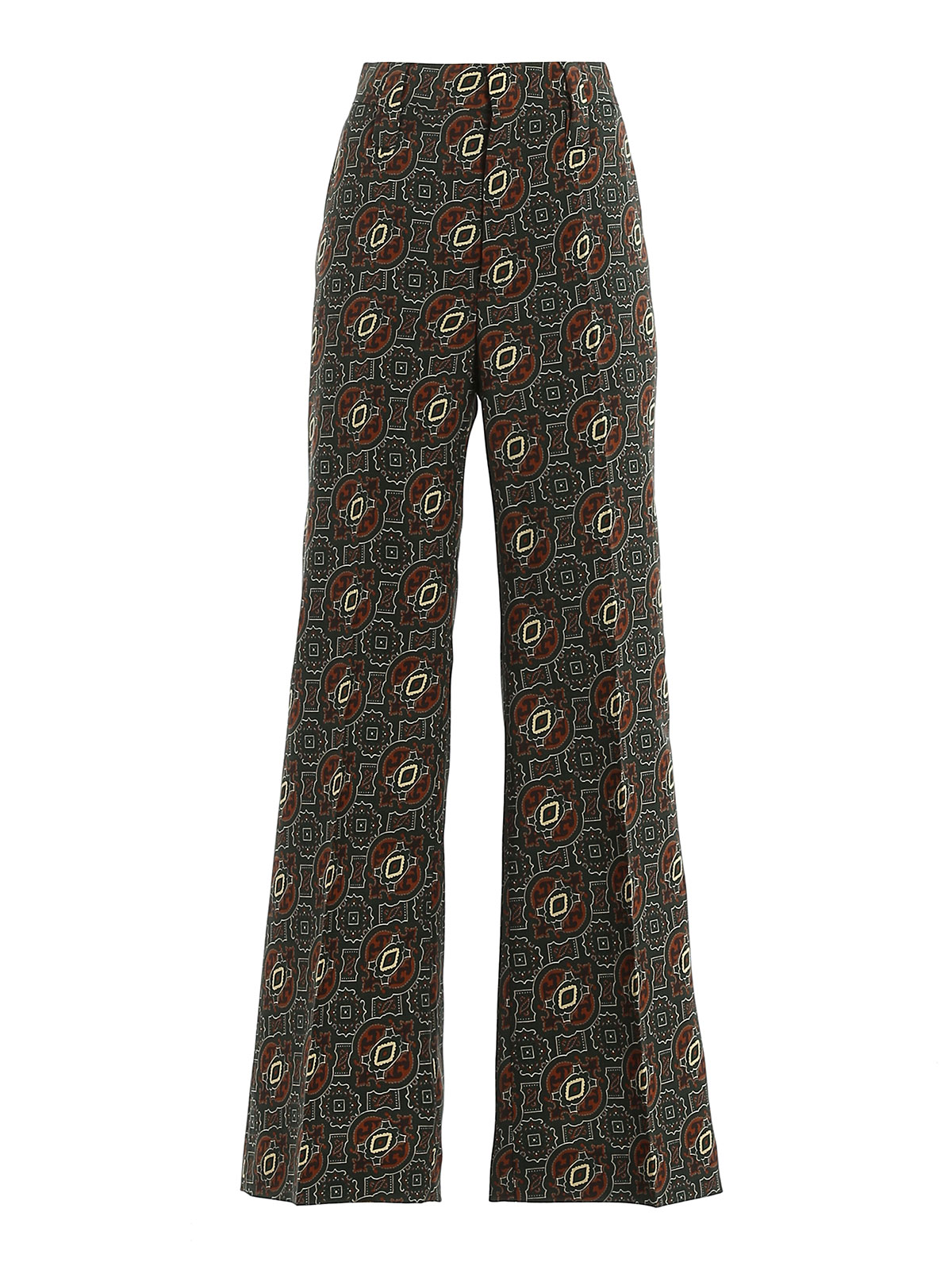 patterned flared trousers