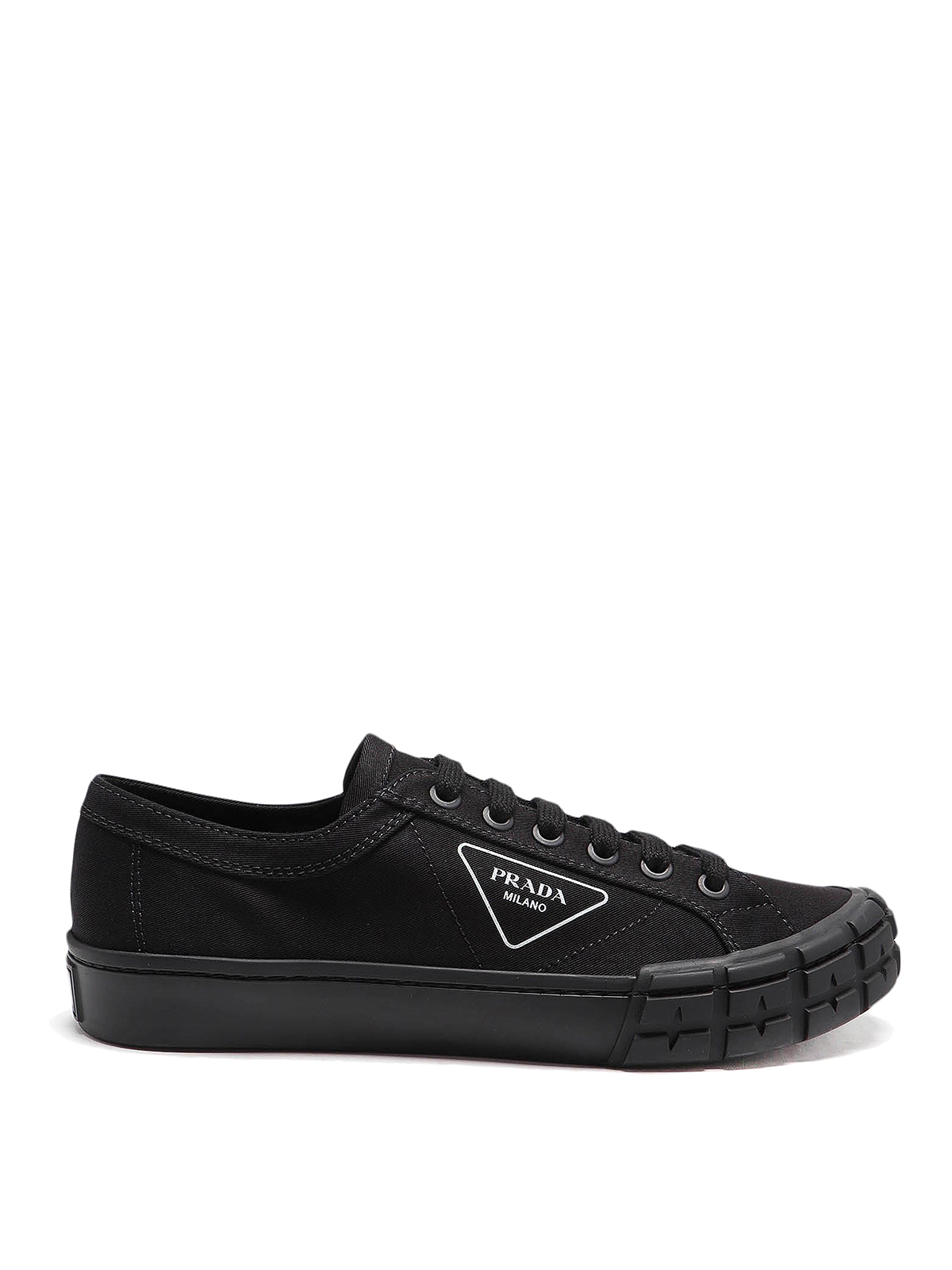 PRADA LOGO PRINT CANVAS LOW-TOP SNEAKERS