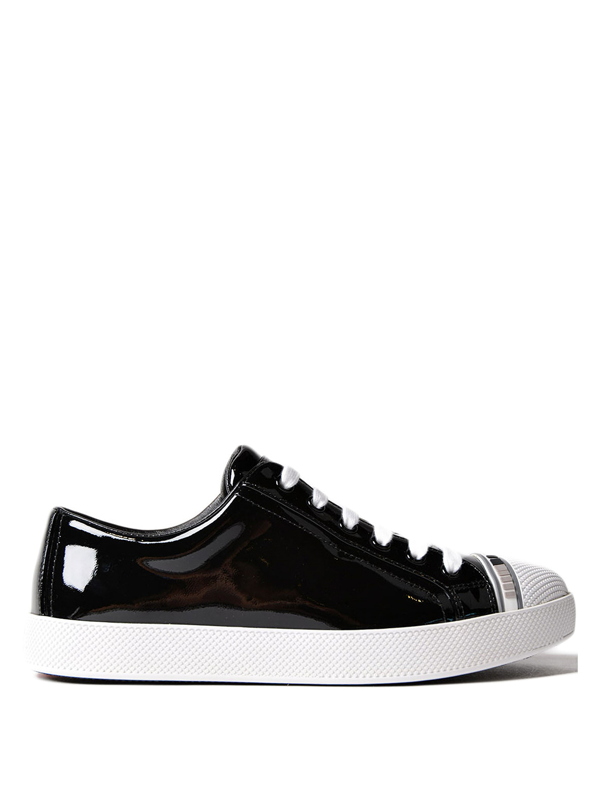 black and white prada trainers