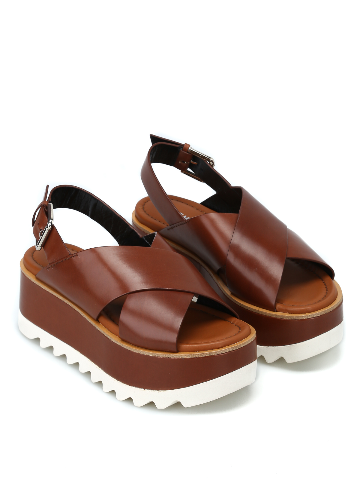 Premiata - Brown leather Vox platform sandals - sandals - M4721VOXCHOCOLATE