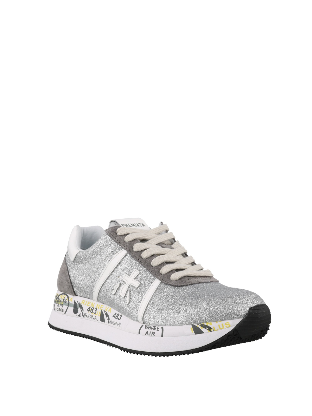 PREMIATA CONNY SNEAKER WITH GLITTER Woman Silver | Mascheroni Moda