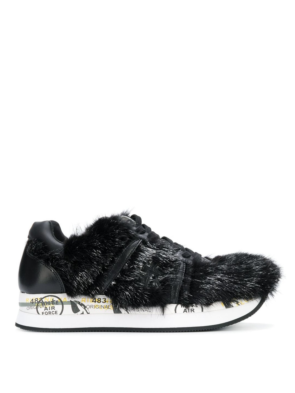 black fur trainers