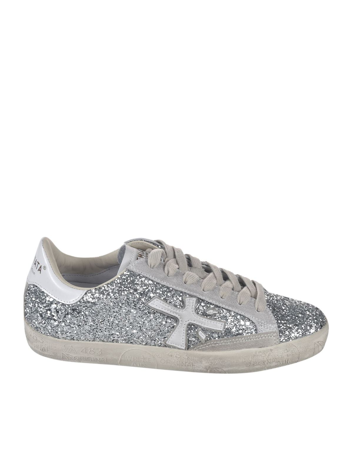 silver color sneakers
