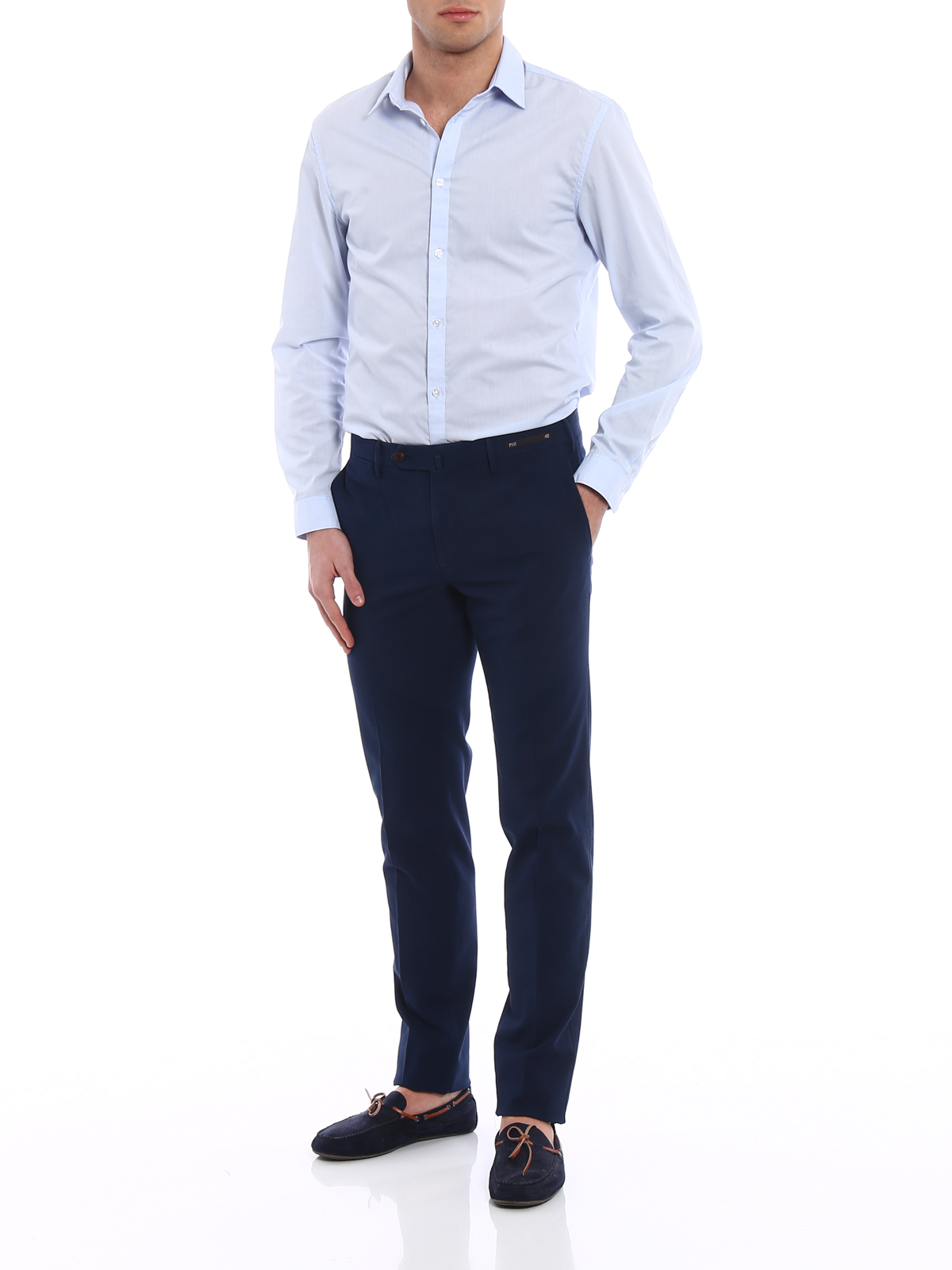 blue chinos and shirt