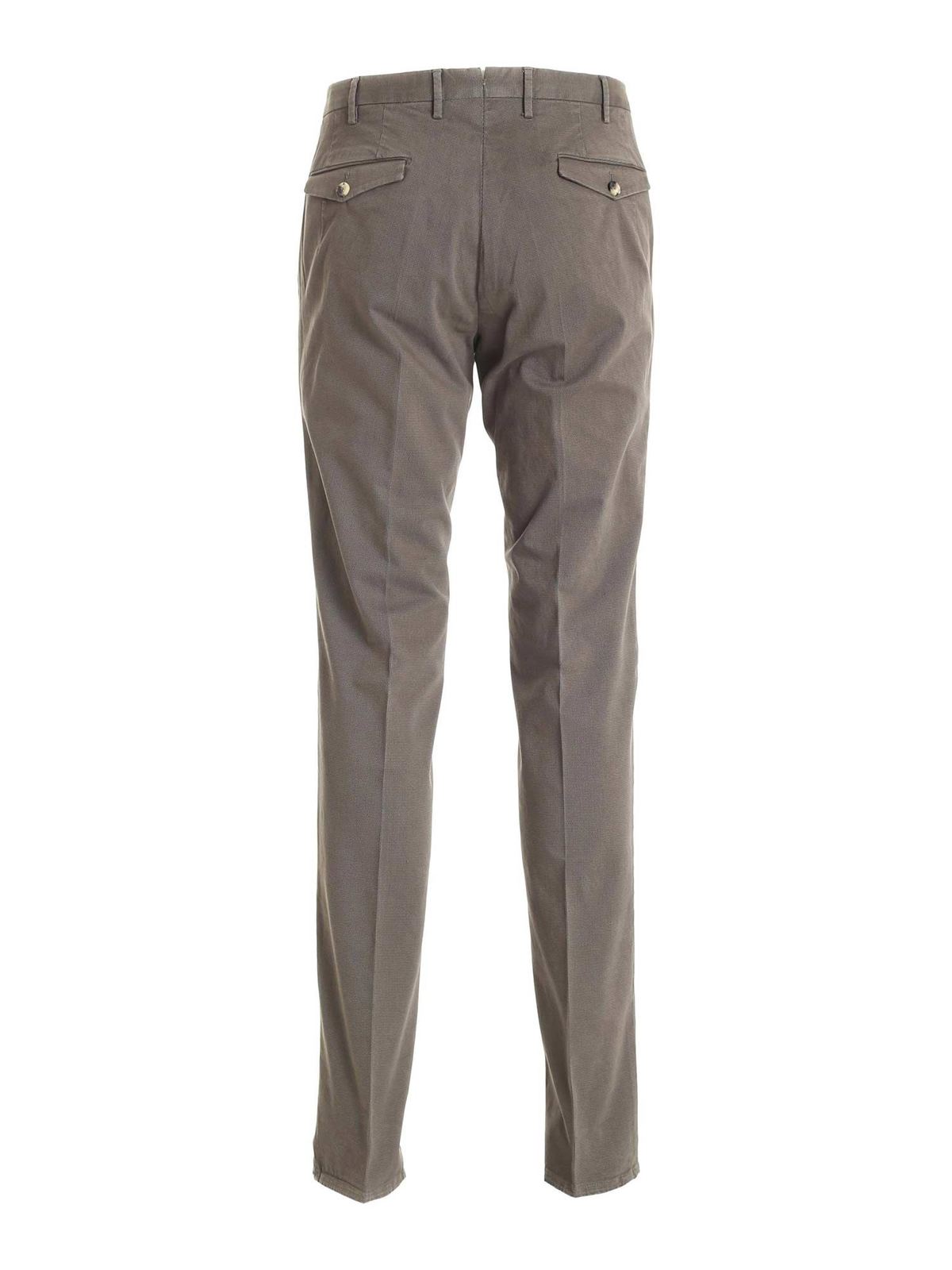 Casual trousers Pt Torino - Micro pattern pants in mud color ...