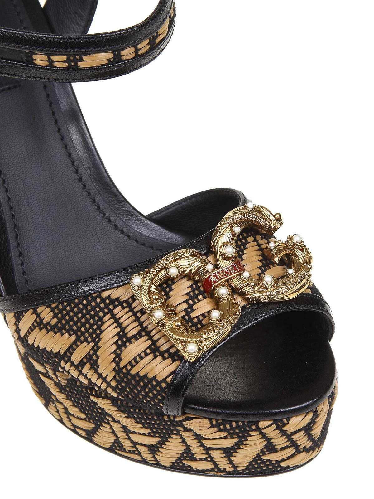 Sandals Dolce & Gabbana - Raffia wedge sandals - CZ0237AJ9178C108