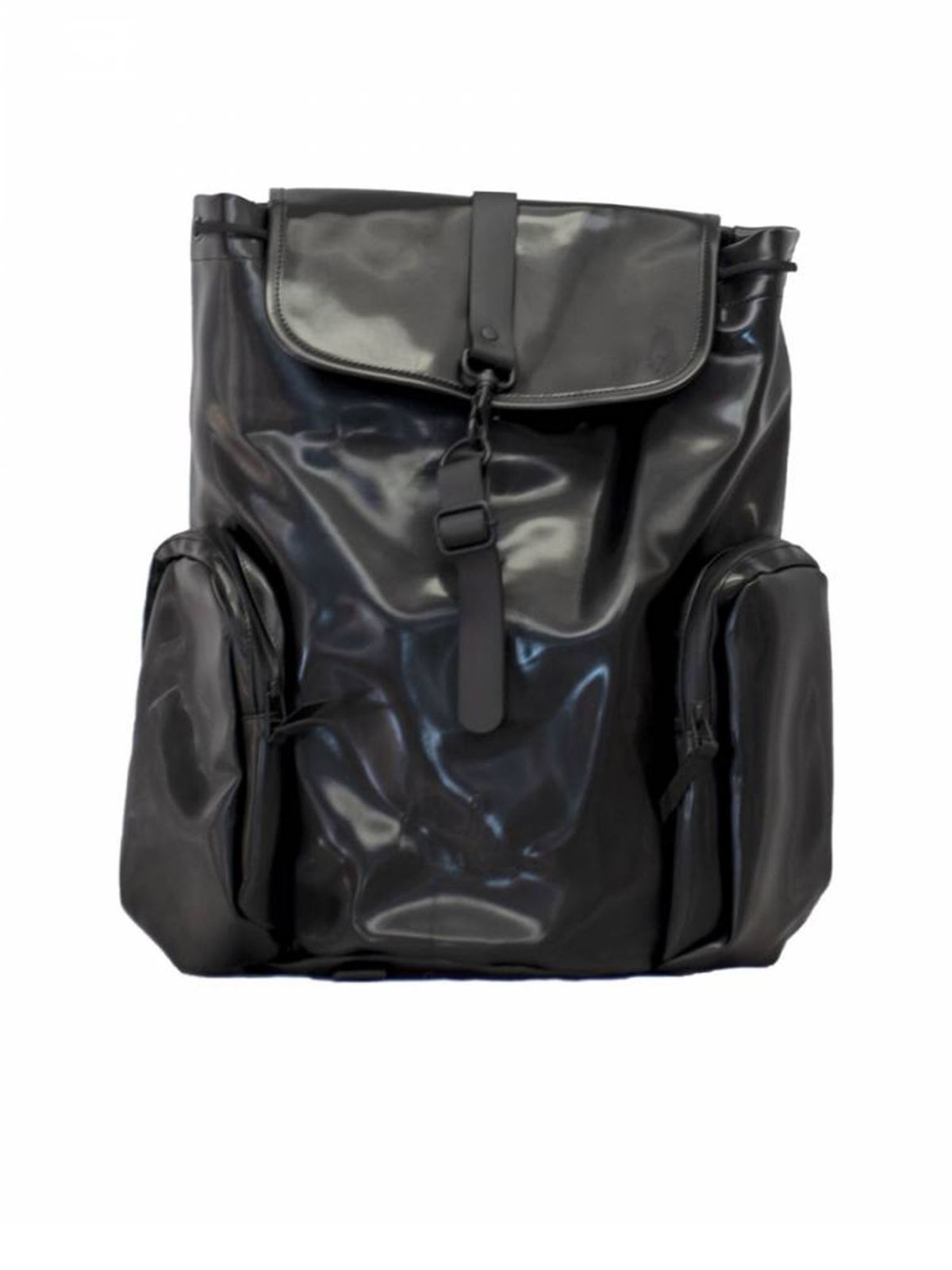 shiny black backpack