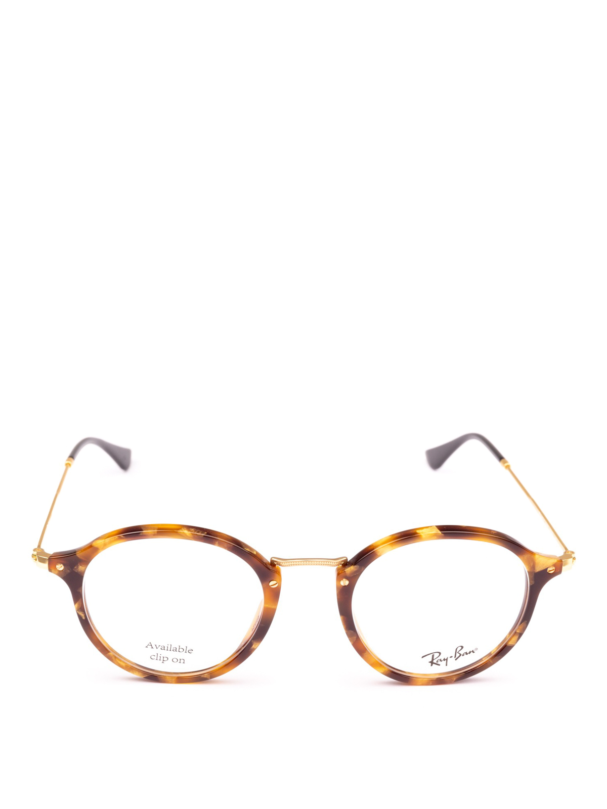Glasses Ray Ban - Gold metal and tortoiseshell round glasses - RB2447V5494