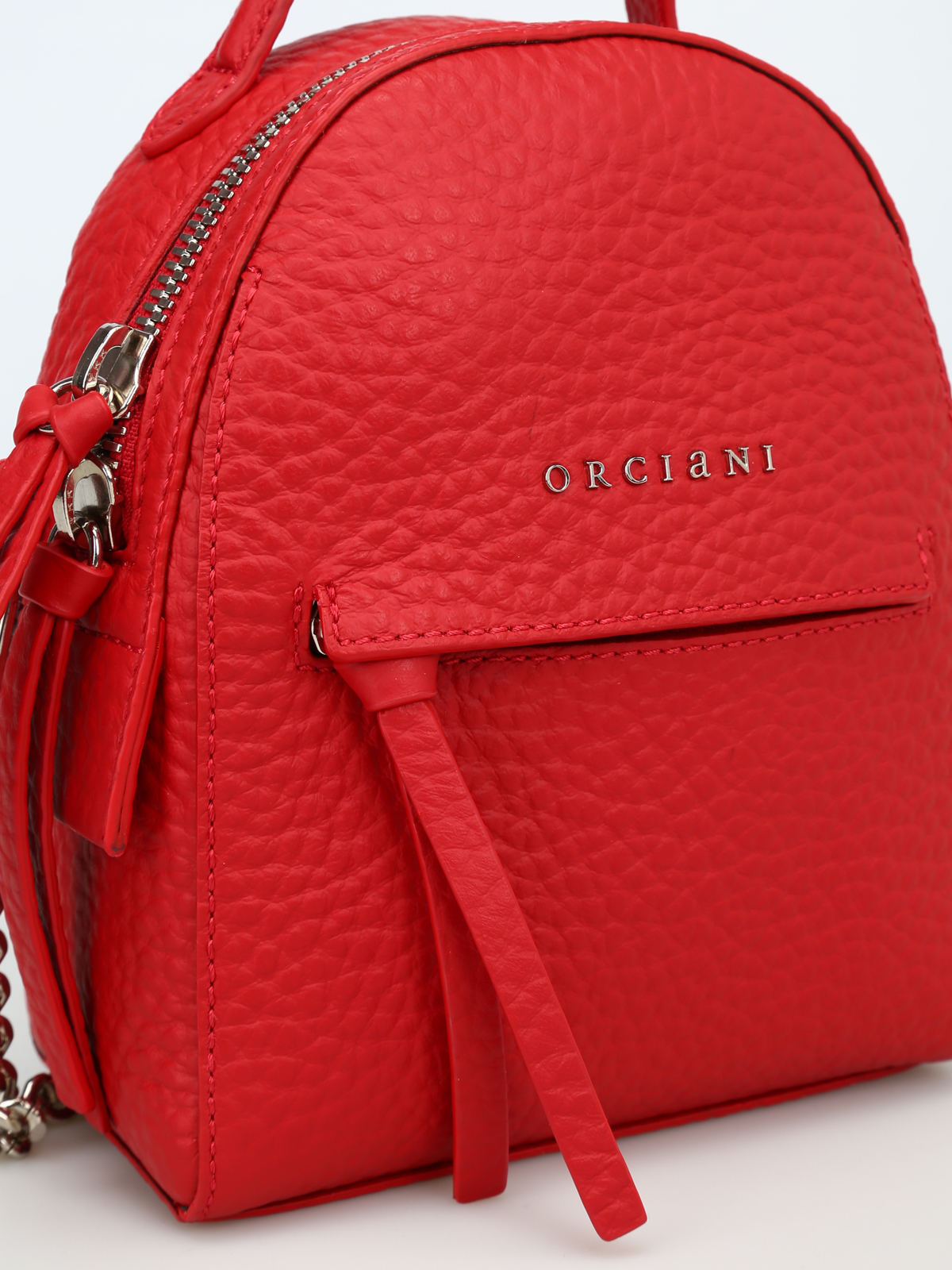 red leather mini backpack