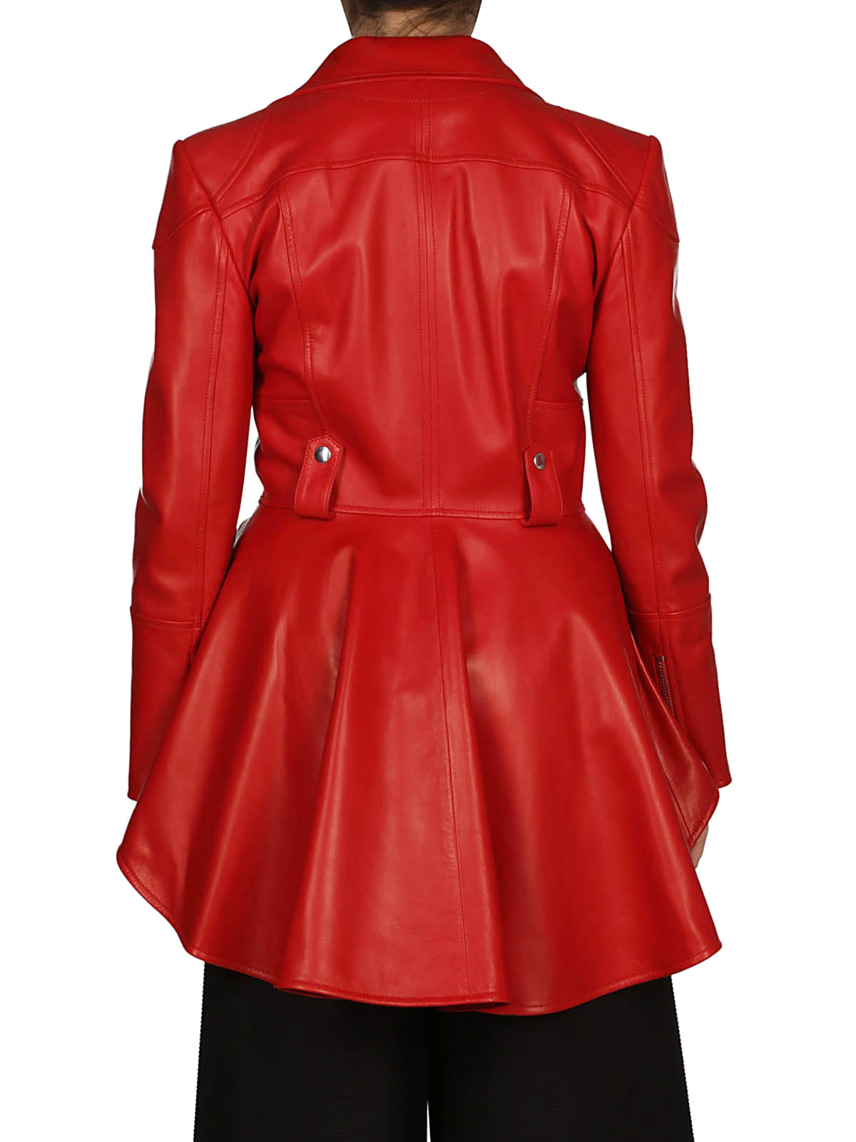 red leather peplum jacket