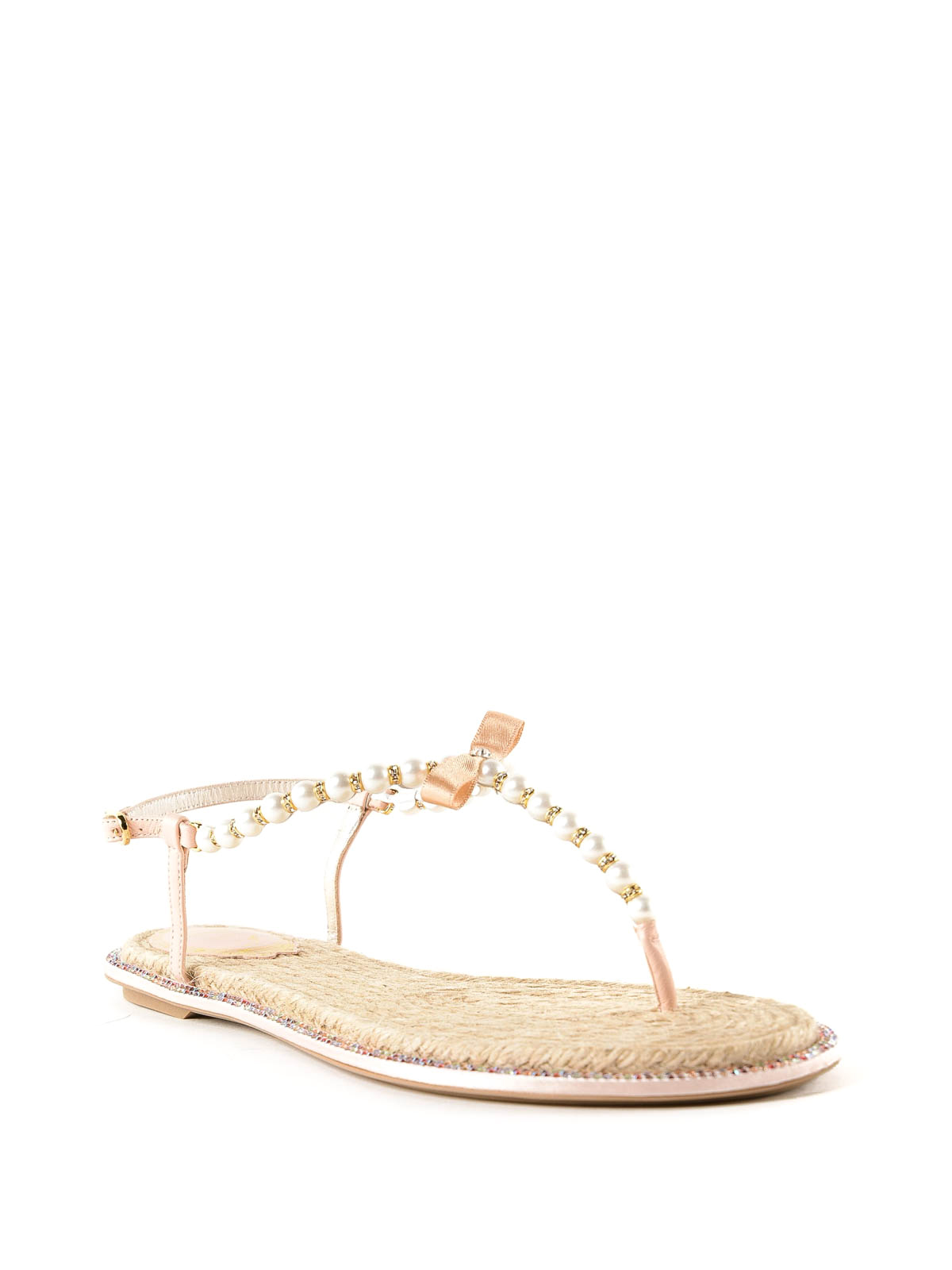 Eliza pearl and crystal thong sandals 