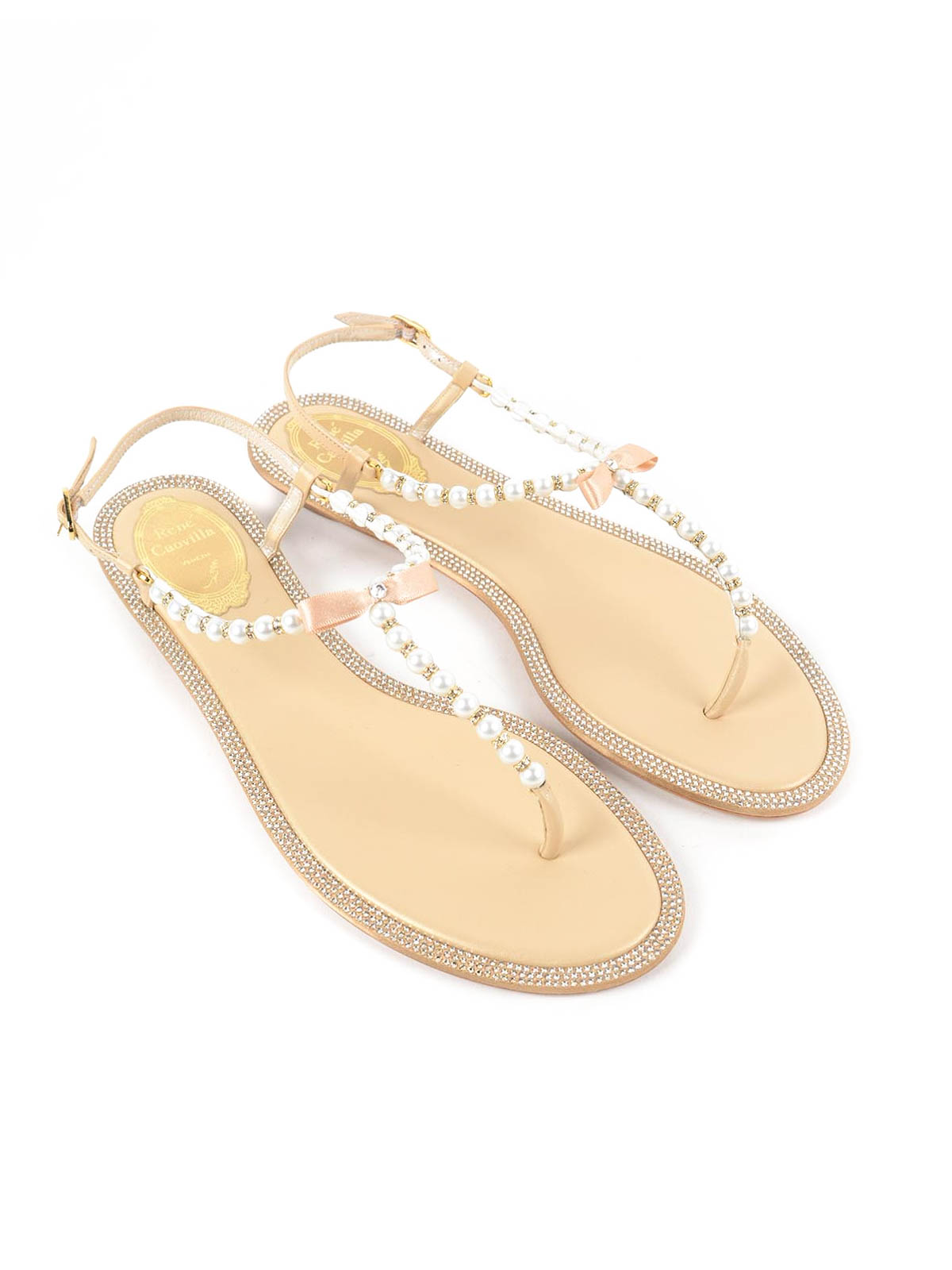 Rene Caovilla - Pearl and rhinestone sandals - sandals - C07598010NA015088