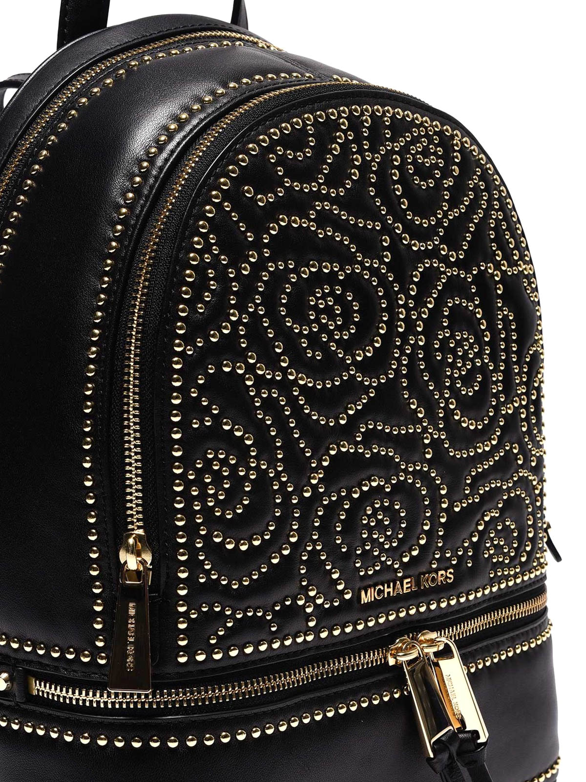 michael kors black and gold backpack