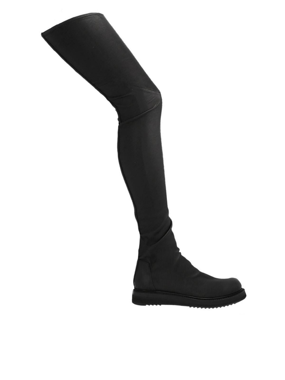 RICK OWENS CREEPER STOCKING HIGH BOOTS IN BLACK