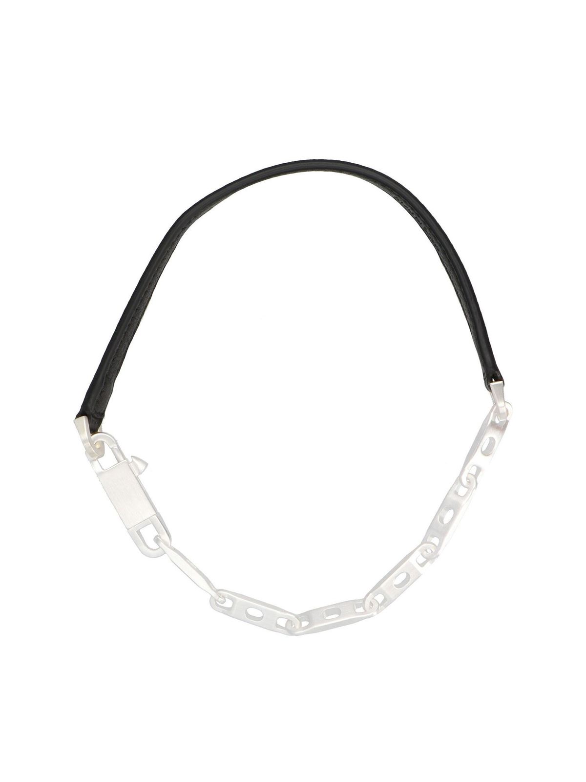 RICK OWENS CHAIN CHOKER NECKLACE IN BLACK AND SILVER