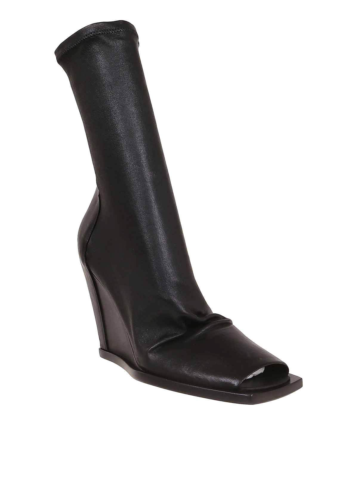 open toe leather ankle boots