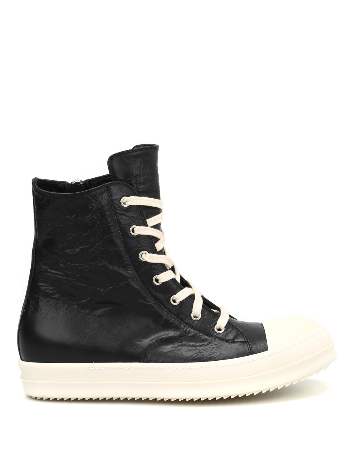 Womens Shoes Trainers High-top trainers Rick Owens Black High-top Leather Sneakers 