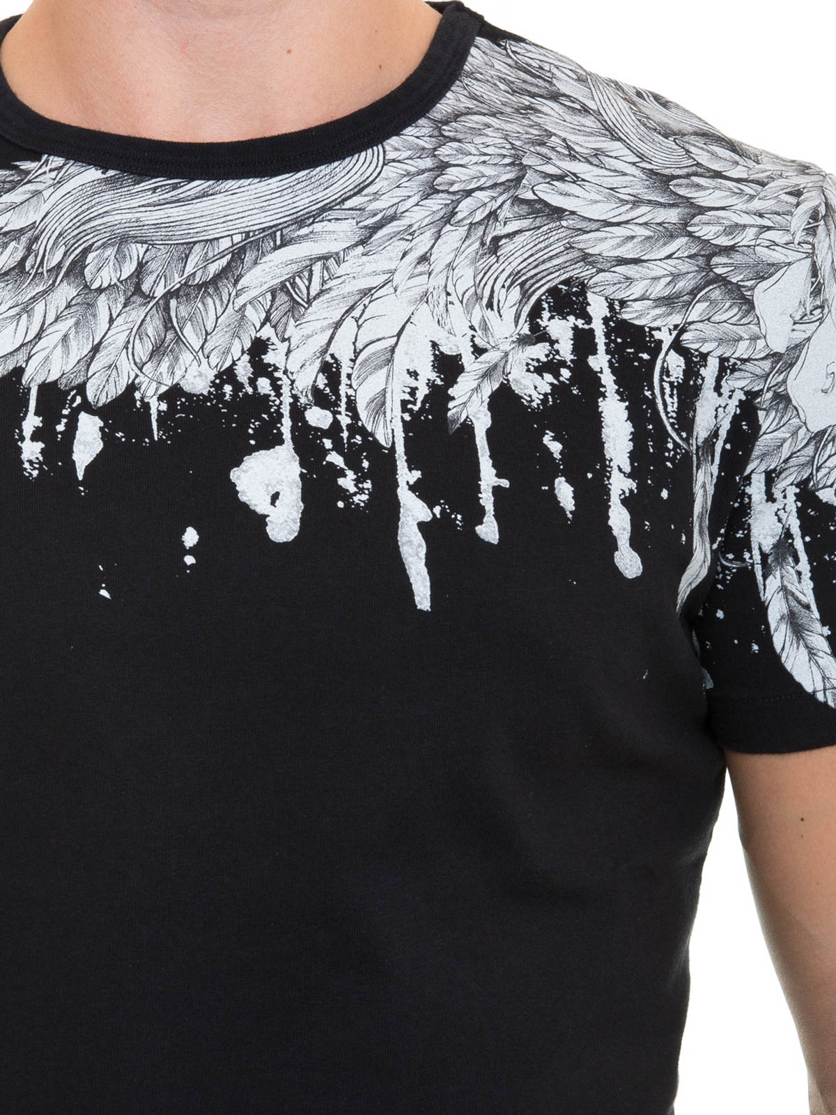 Productief materiaal tapijt T-shirts Roberto Cavalli - Feathers side print cotton T-shirt -  DM713Y2406A001