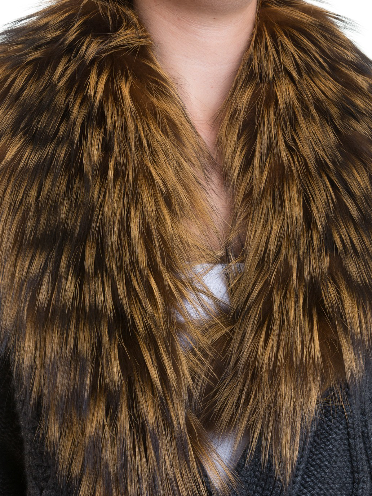 Cardigans Roberto Cavalli - Wool and cashmere fur collar chunky