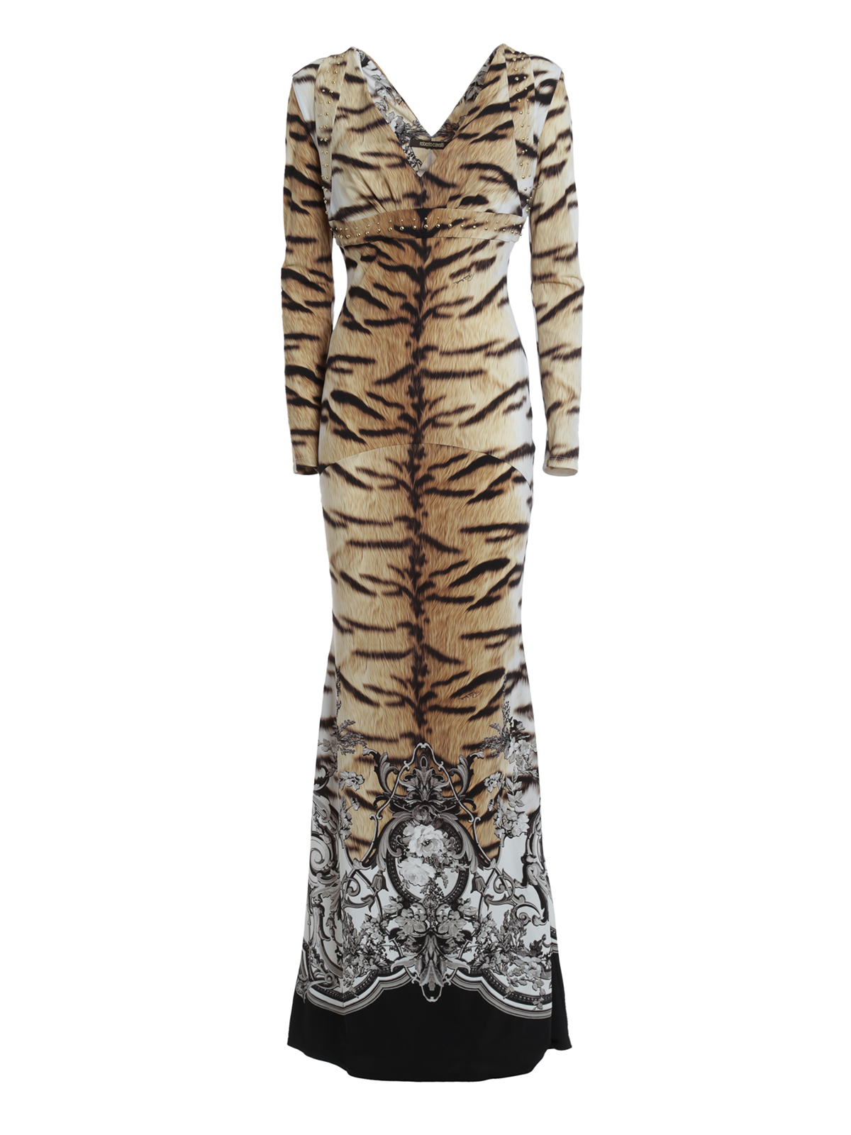 Roberto Cavalli - Tiger and baroque print dress - evening dresses ...