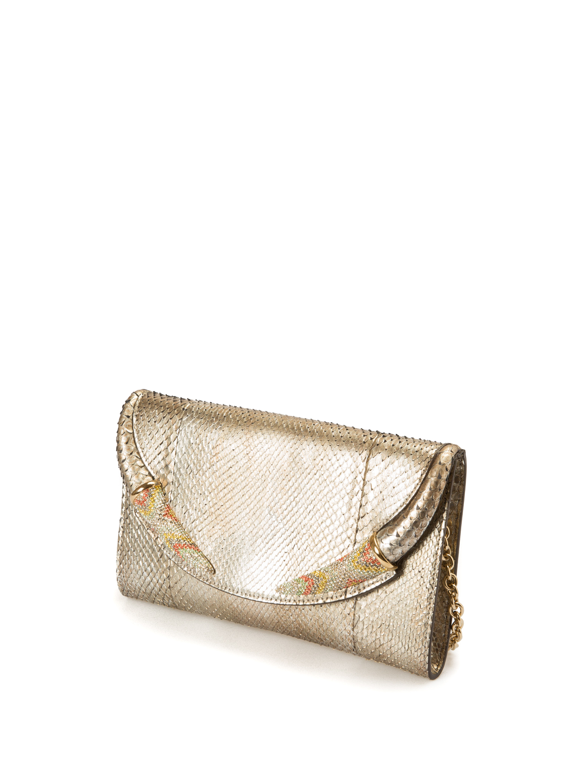 Clutches Roberto Cavalli - Embellished python leather clutch 