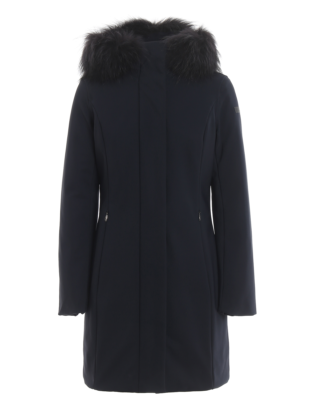 Rrd Winter Long Lady Fur Padded Coat In Dark Blue