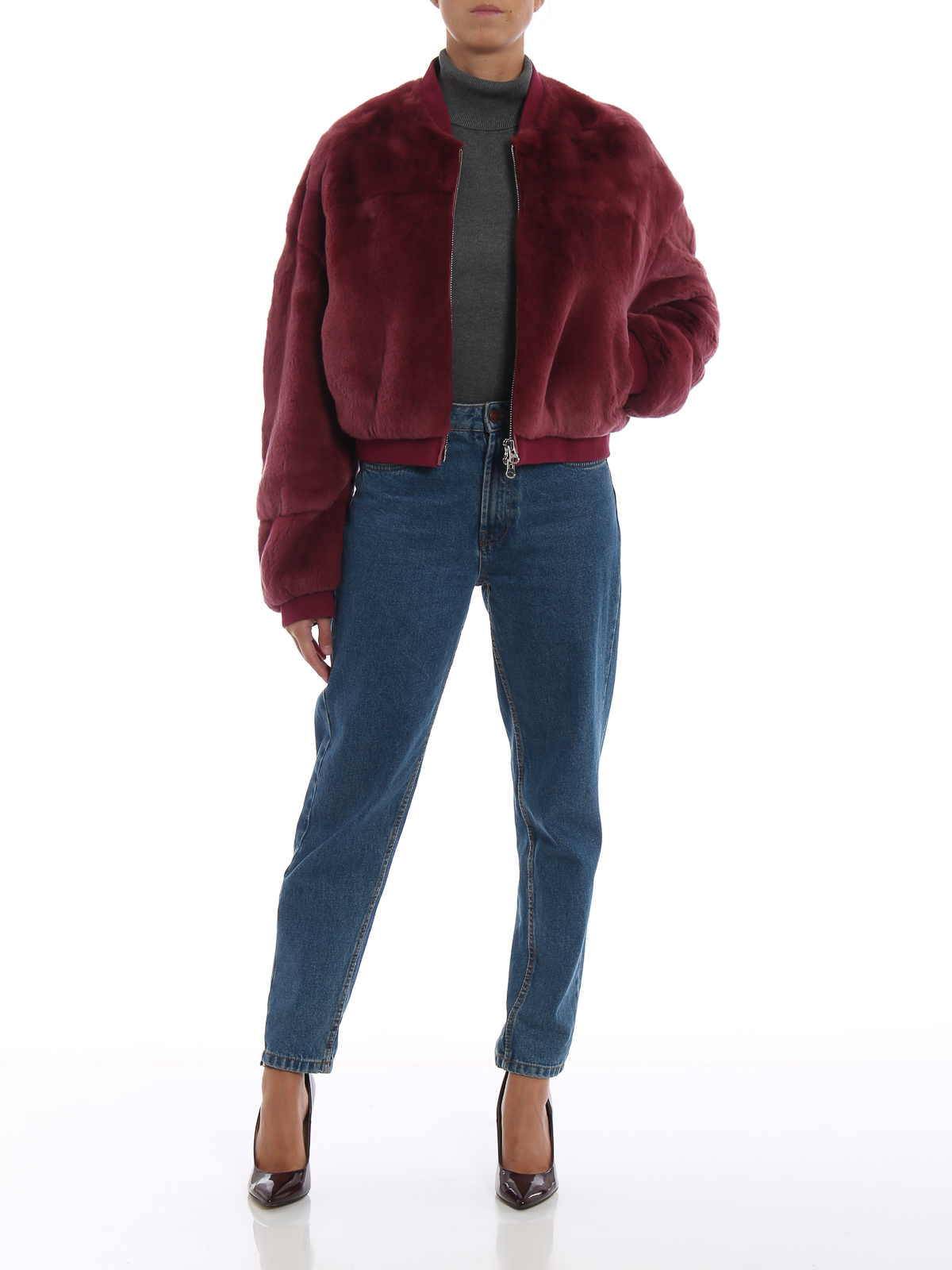 shearling cropped bomber jacket