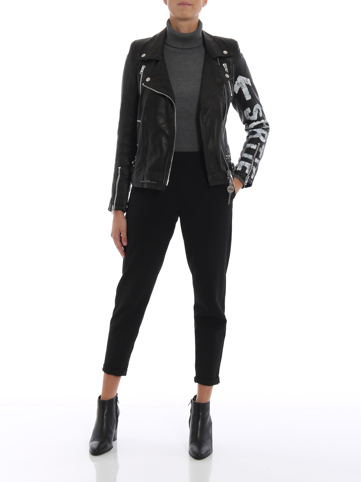 S W O R D 6 44 Printed Nappa Biker Jacket Leather