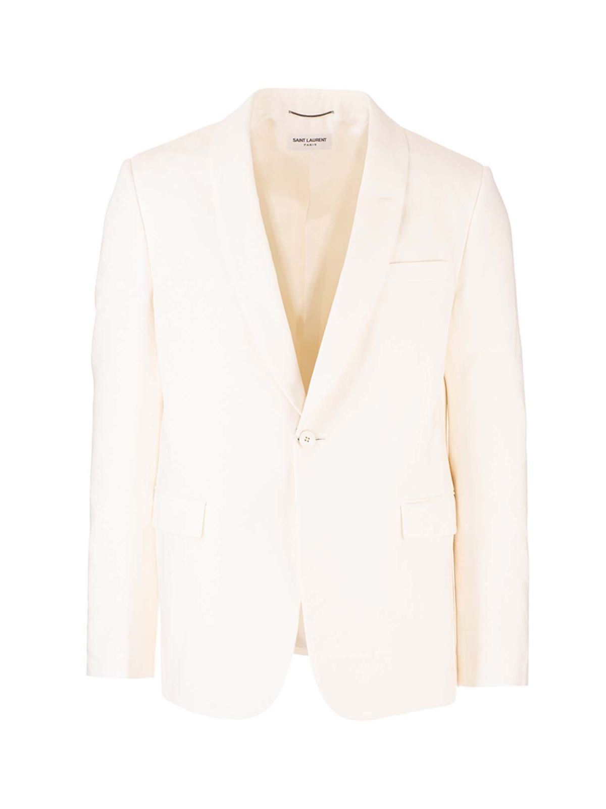 SAINT LAURENT ONE BUTTON JACKET IN IVORY COLOR