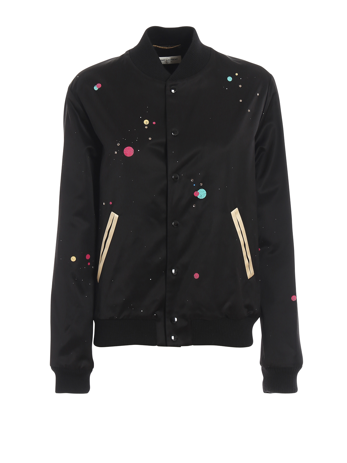 Bombers Saint Laurent - Embellished varsity jacket with logo print 